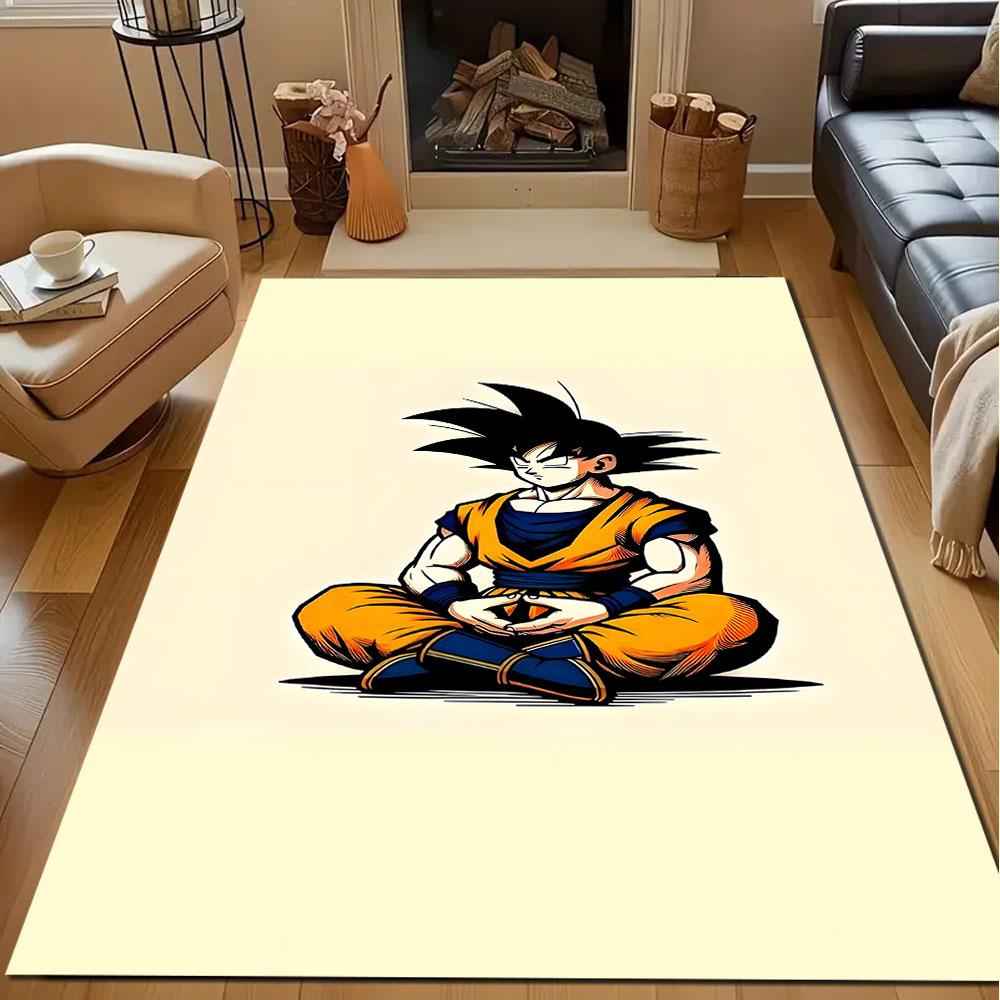 Meditating Warrior in Orange Outfit Patterned carpet, non slip mat suitable for living room and bedroom sofas