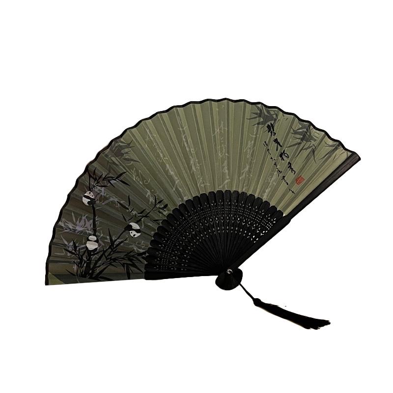 1 шт., ручной веер, тканевый складной веер, танцевальный веер, свадебный подарок ручной работы, двухсторонний бамбуковый