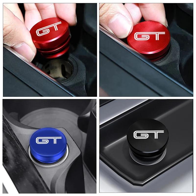 BBAT7 Car Cigarette Lighter Waterproof Cover Dustproof Protective Accessories For Ford GT Logo Button Cover Interior Accessories
