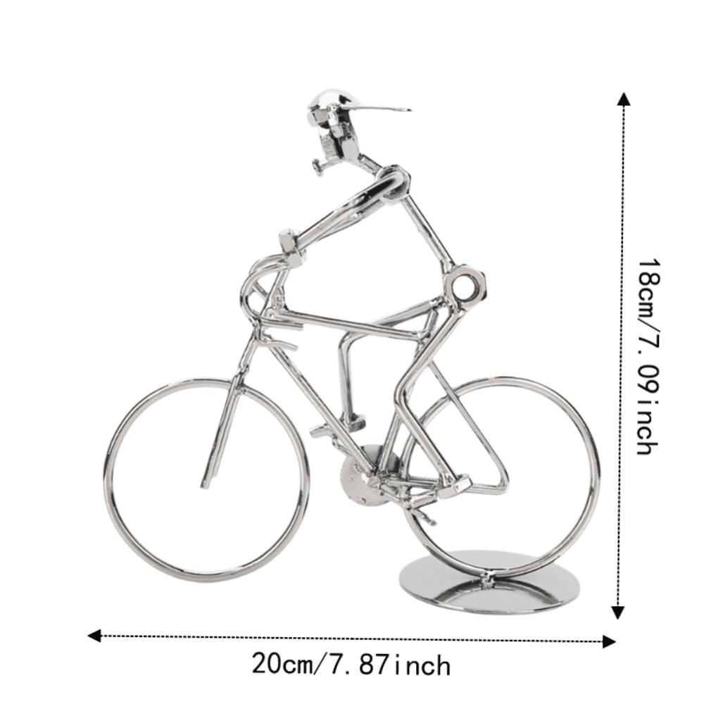 Art Sculpture Bicycle Rider Model Metal Construction Desktop Bicycle Decor For Home Office