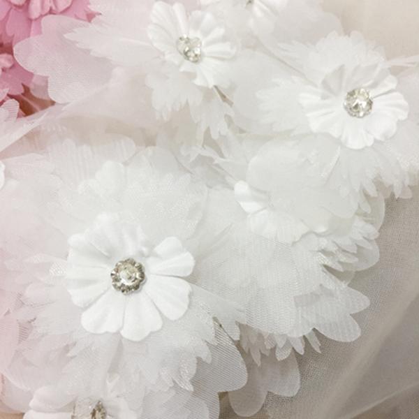 5Pcs 3D Rhinestone Lace Flowers Patch Applique For Wedding Dress Hairpin Brooch Accessories