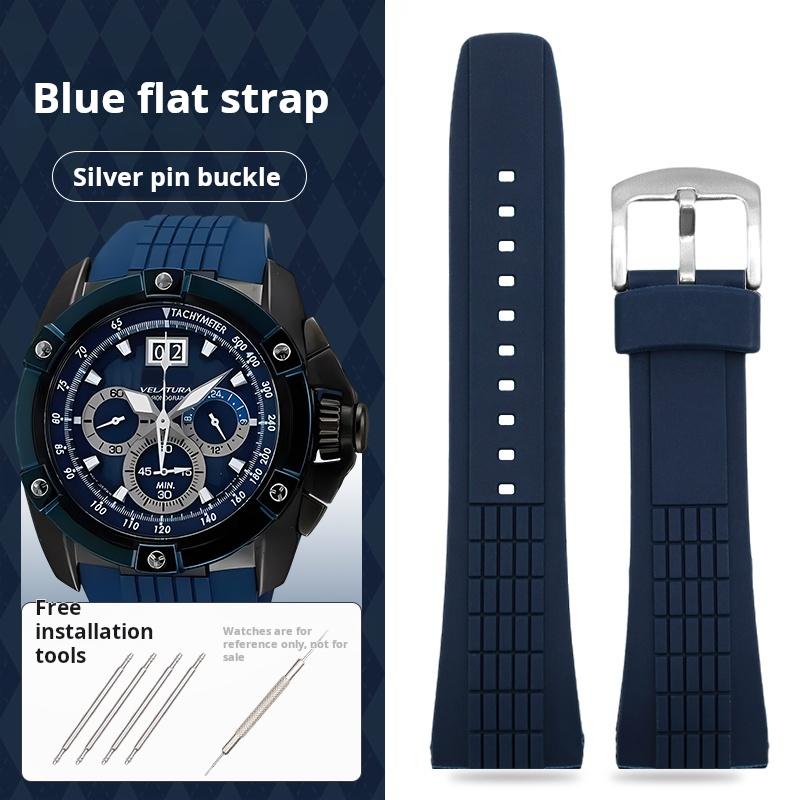 26 мм Синий изогнутый силиконовый ремешок для часов Seiko VELATURA/SRH 006 013 SPC007J1 SNAE17 мужские Спортивные резиновые аксессуары для ремешков часов