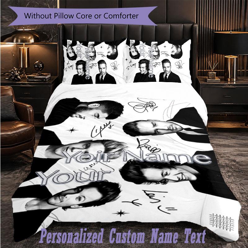 Personalized 3Pcs Bedding SetOne Direction Custom Text Duvet Cover Pillowcase Set Bedroom Gift