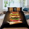 Hamburger Duvet Cover Meat Cheese Fast Food Theme Cartoon Hamburg Pattern Quilt Cover Bedroom Decoration for Children Boys Girls