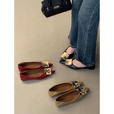 Остроносые туфли-лодочки женские 2025 новая летняя обувь на одном ходу Doudou на низком каблуке женские туфли с неглубоким вырезом женские туфли балетки