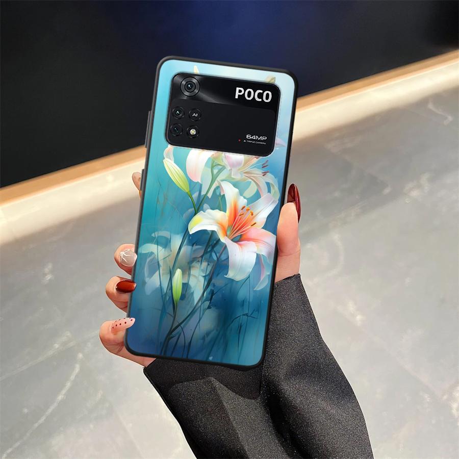 Простой чехол-футляр с цветком для телефона Xiaomi Poco F8 X3 X4 X5 X7 Pro C50 C61 C71 C75 M3 M4 M7 F3 M5 F1