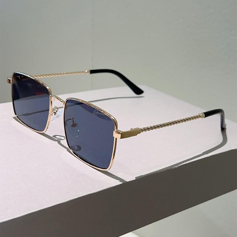 Винтажные квадратные солнцезащитные очки Мужские Модные Полностью металлическая оправа Повседневные солнцезащитные очки Женские Новые Трендовые Ретро Дизайн Декор Затененные