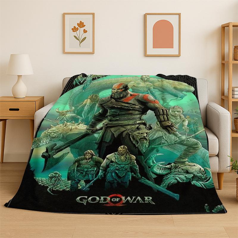 Ретро Игра God of War Кratos Фланелевое Одеяло Мягкое Теплое Плед для Спальни Гостиной Кровати Путешествий Кемпинга Пикника Подарок