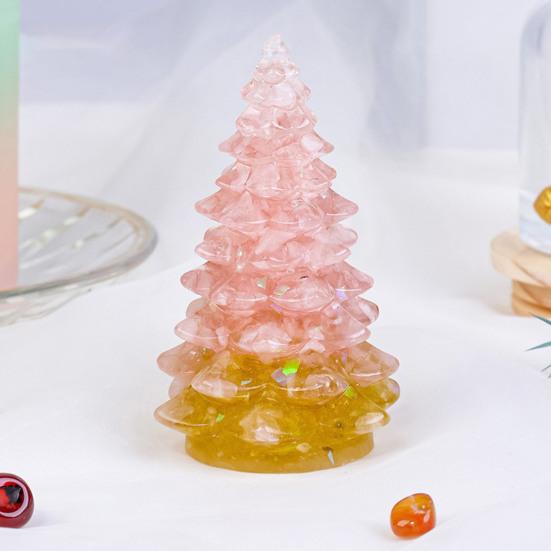 Faux Crystal Christmas Tree Figurine Mini Artificial Crystal Tree Tabletop Ornament for Winter Holiday Home Decor