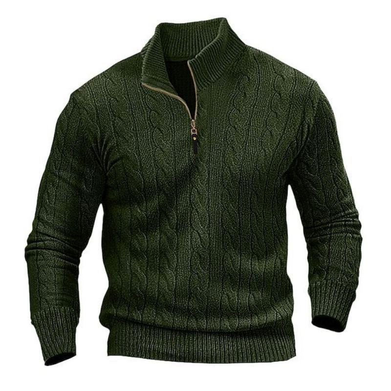 Men'S Autumn And Winter Men'S Twist Knitted Sweater Semi-Zipper Stand-Up Collar Casual Warm Sweater Men'S Bottoming Shirt