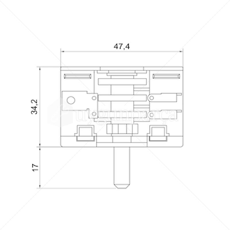 Поворотный переключатель духовки, 3-позиционный металлический вал — серия 430. 4300717D