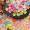 500g about2100Pcs Loose Beads Acrylic Flower Beads 10mm for DIY Jewelry Making Necklace Bracelet Plum Random Mixed AB Transparent Colorful