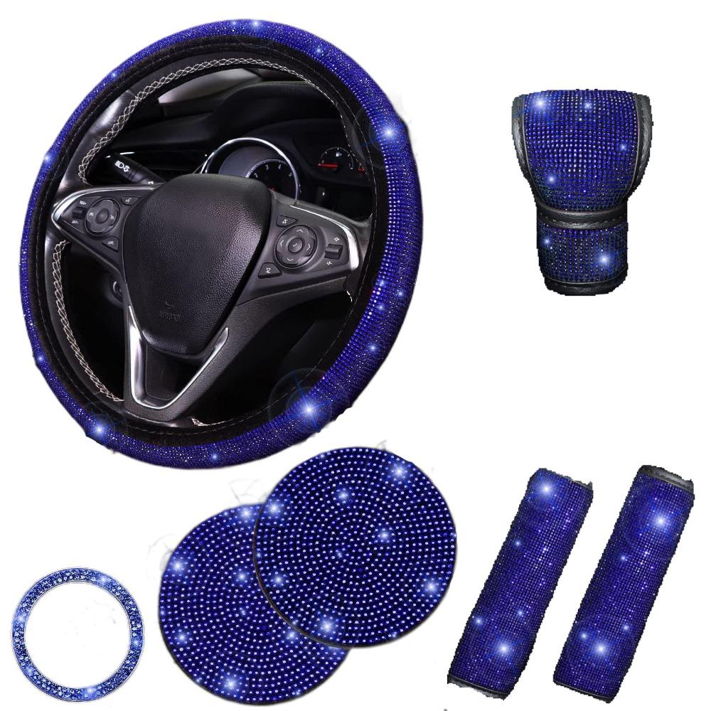Rhinestone Bling Car Interior Accessories Set Steering Wheel Protective Case Car Protection