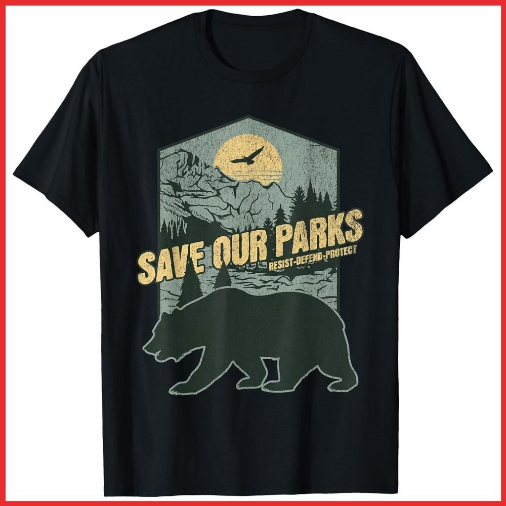 Save Our National Parks Resist Bear Anti Trump ALT US Parks Black Cotton T-Shirt Unisex T-Shirt
