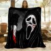 1 шт. Плед Фланелевый с Принтом Ghostface Scream для Улицы - Легкий Мягкий Теплый Всесезонный Плед с HD Печатью для Дивана, Кровати, Путешествий, Кемпинга 038