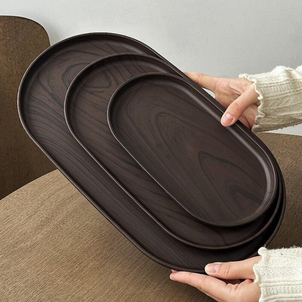 Plastic Oval Tray Smooth Surface Fruit Platter Vintage Afternoon Tea Dessert Plate Home