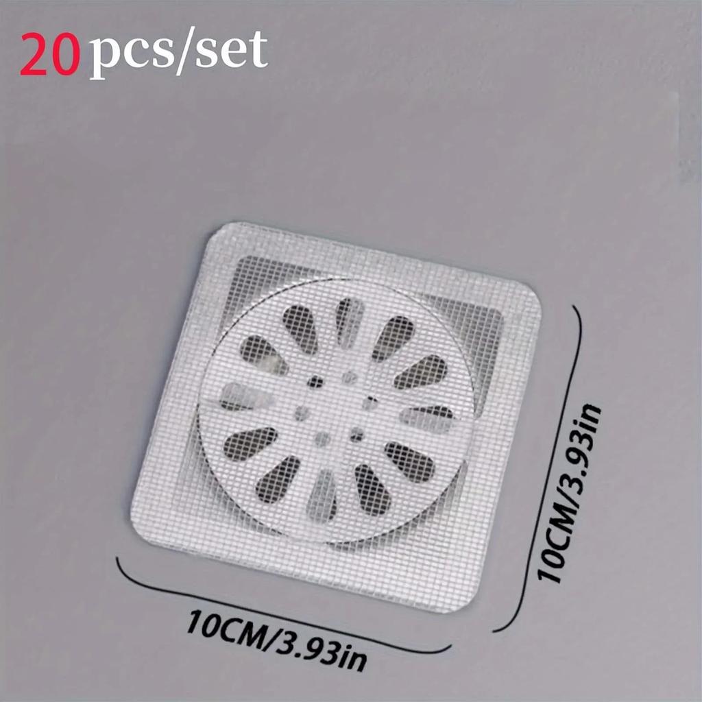 20Pcs Disposable Hair Catcher for Shower Mesh Shower Drain Covers Floor Sink Strainer Filter Mesh Sticker Bathroom Accessories