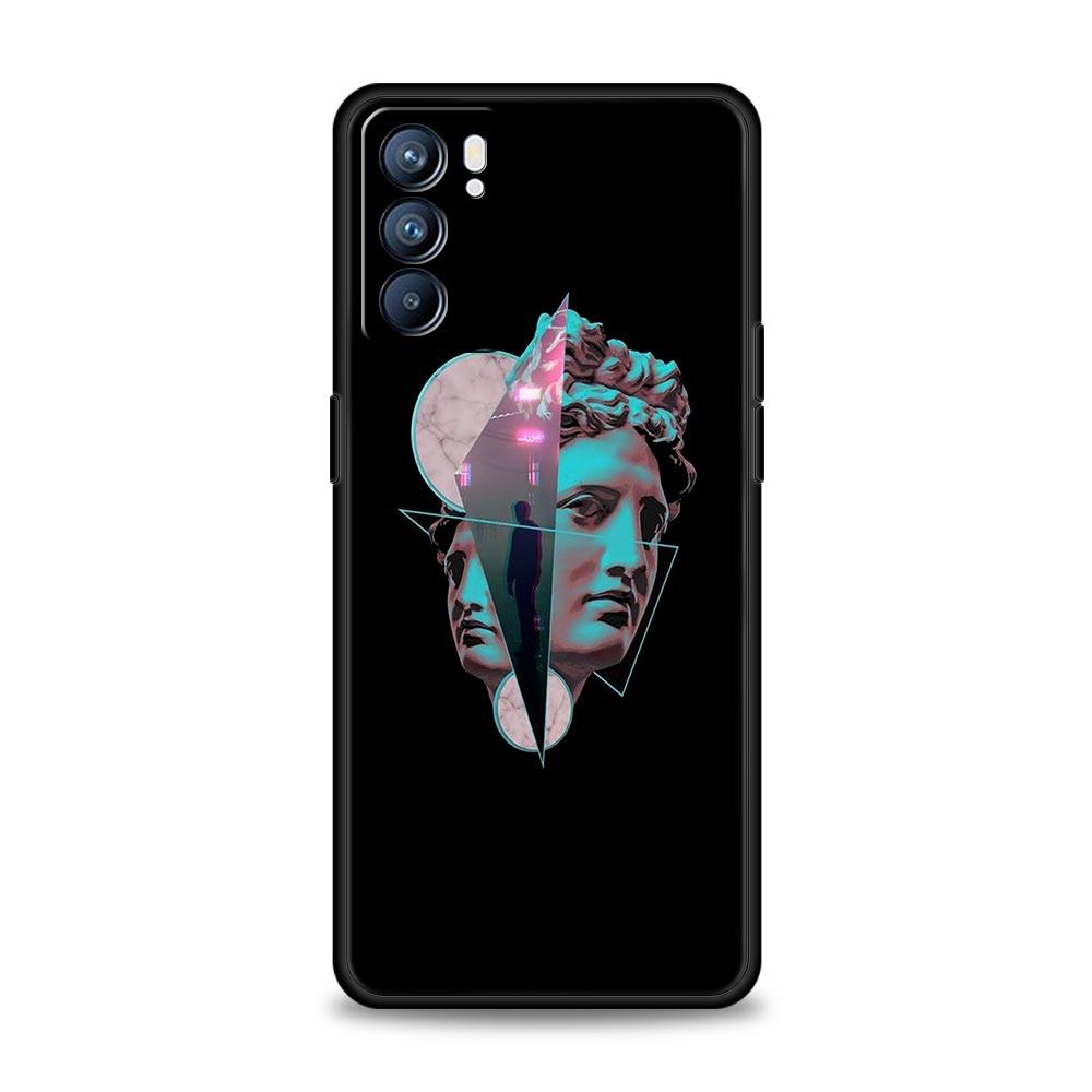 Мультяшная статуя Абстрактное искусство Чехол для телефона Для Oppo A17 A31 A54 A57 A78 A79 A98 Find X5 X6 Reno 6 7 8 10 11 12 13 F Pro 5G Мягкий ТПУ