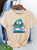 Women'S  HANGYODON Graphic T-Shirt Casual Crew Neck Short Sleeve Tee with Playful Green Character Design Playful Print Trendy