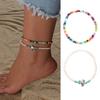 2 Pcs Beach Bead Anklet Colorful Rainbow Color Turtle Pendant Bohemian Style Stackable Beaded Anklets Summer Vacation Jewelry