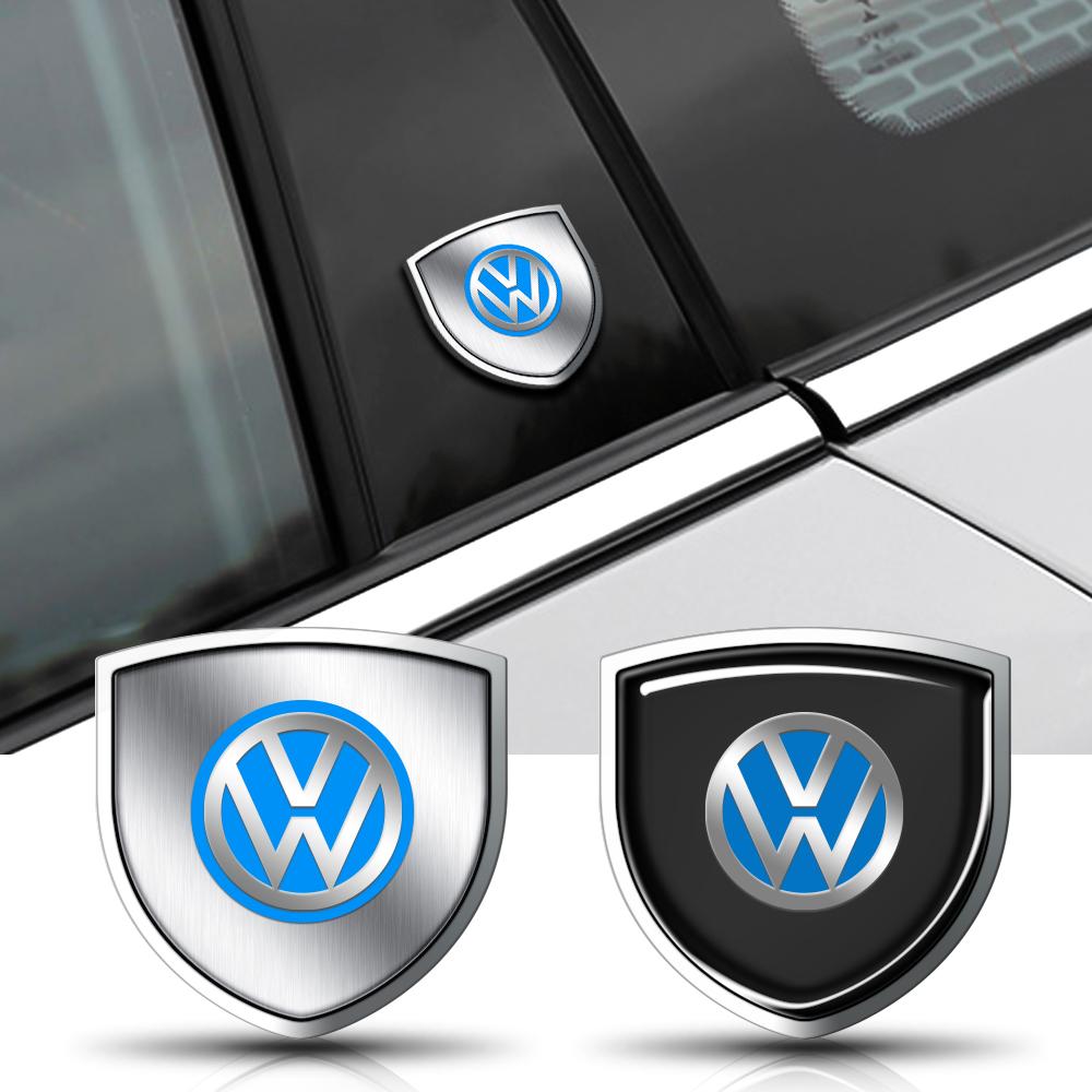 T301/2pcs 3D Metal Car Window Trunk Emblem Decor Sticker Valve Cap For Volkswagen Jetta Golf Beetle GTD GTI MK4 R Auto Accessories