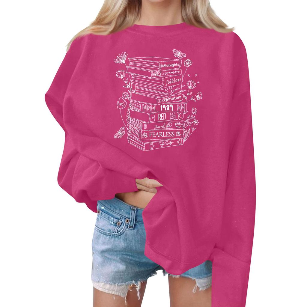 Женские повседневные модные толстовки с длинным рукавом и круглым вырезом с принтом, пуловер, топ