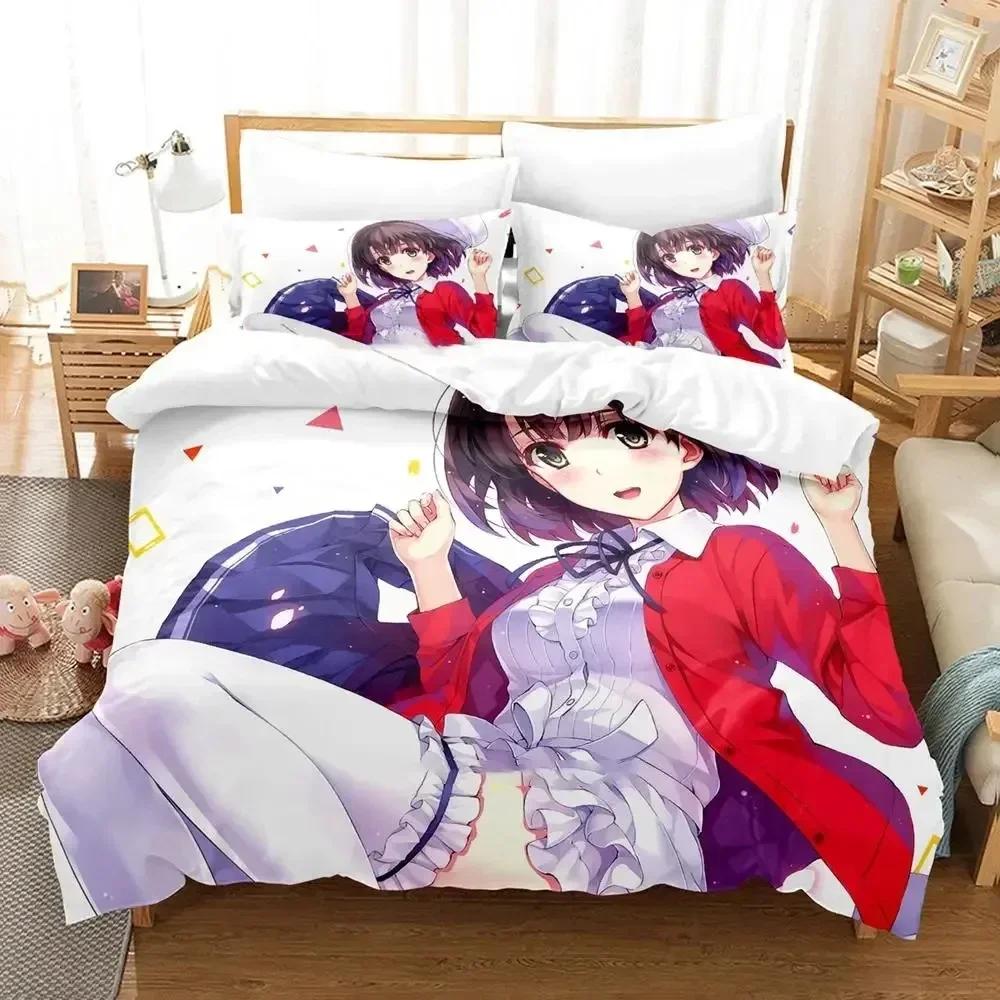 3D Anime Saenai Heroine no Sodatekata Megumi Kato Printed Bed Set Duvet Cover Pillowcase Bedding Set Bed Linen Sheet Quilt Cover
