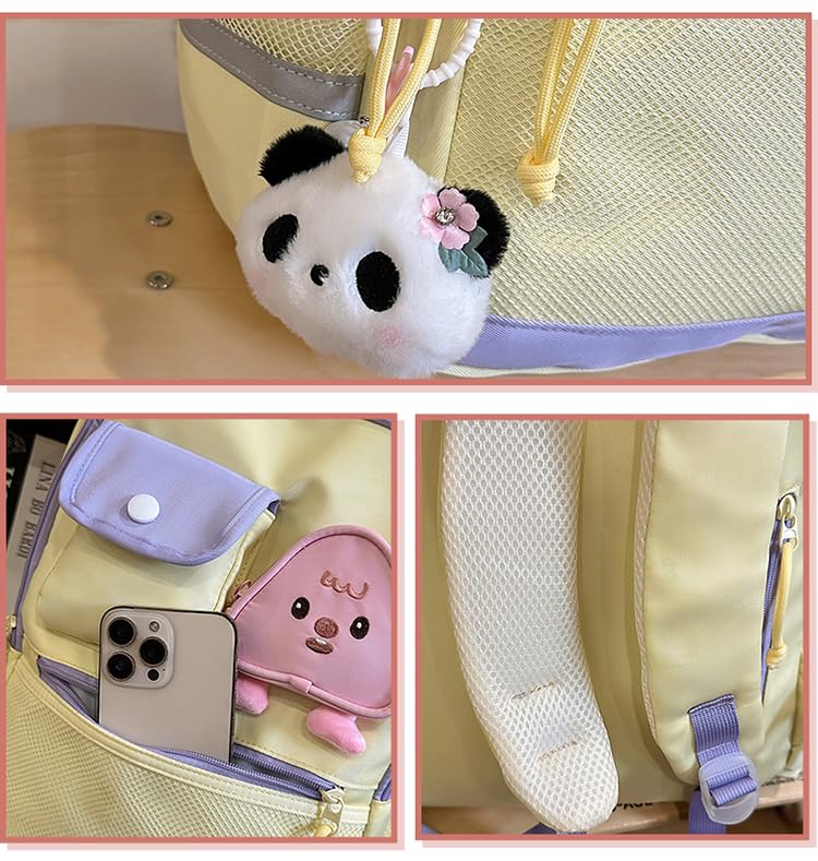 YYBEIQII Large Capacity Cute School Backpack for Middle and High School Korean Lightweight Backpack with Stylish Ribbon and Cute and Suitable for