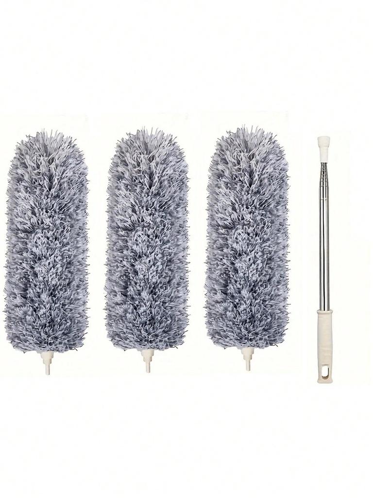 Multifunctional retractable duster with bendable head - reusable and washable for high ceilings, furniture and car cleaning