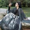 Мужской черный костюм Hanfu с принтом бамбука Song Bei Zi для боевых искусств с перекрестным воротником