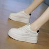 Leather White Shoes Female Inner Height Increase 7CM Small 2025 Spring New Versatile Thick Baseplate Shoes Casual Sports
