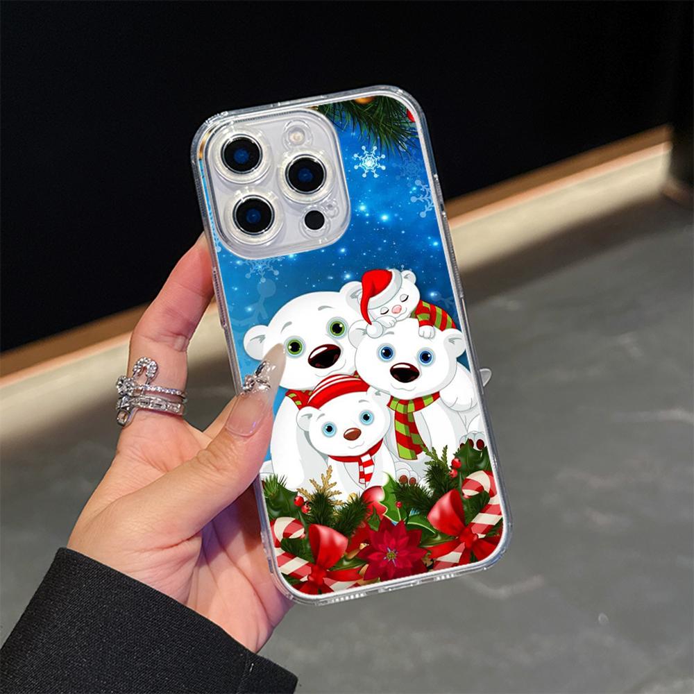 Ae110 Merry Christmas Magsafe Прозрачные чехлы для Samsung S23 S24 Ultra S20 S21 FE iPhone 16 13 15 14 Pro Max XR Магнитная беспроводная зарядка Задняя крышка