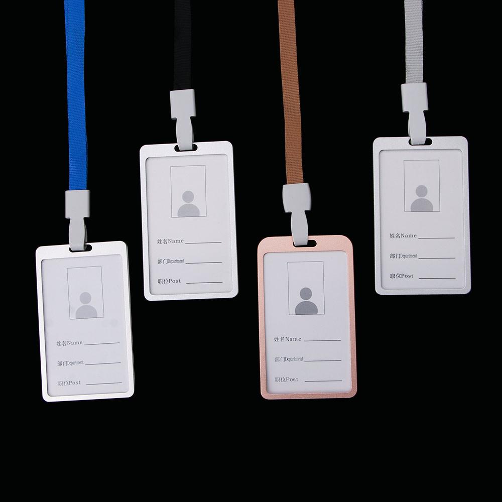 Zinc Zinc Alloy Security Identity Business Certificate Cover Work Badge ID Card Holder Pass Tag with Lanyard