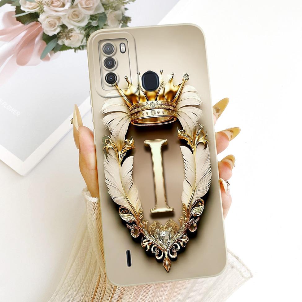 For ITEL S16 Case Cover Luxury A-Z Letters Fashion Crown 2D Painted Silicone Bumper For ITEL Vision 1 Pro Phone Casing