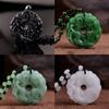 Green Jade Hand-Carved Dragon Hollow Jade Pendant Necklace Multicolor Chinese Amulet Women Mans Lucky Jewelry Gift