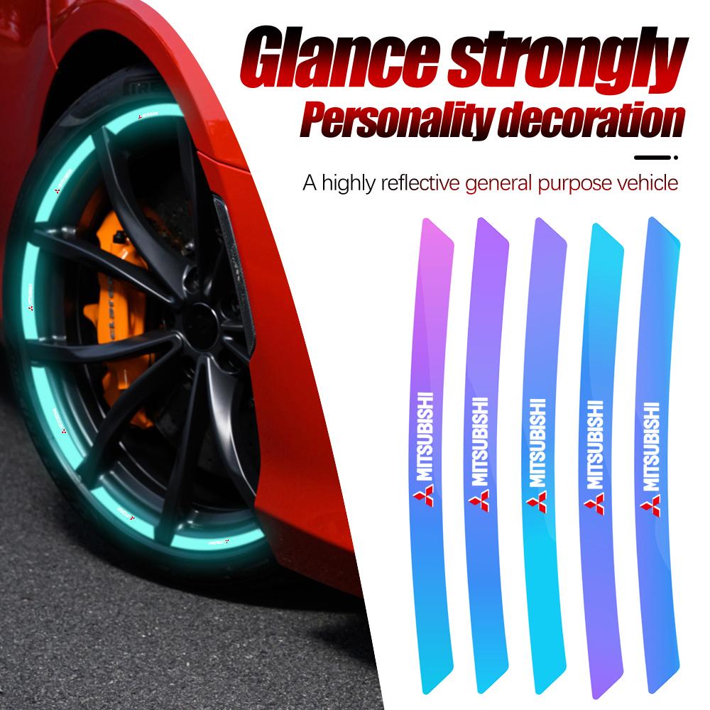 cyhk7 10/20Pcs Car Wheel Hub Reflective Sticker Decals Decoration Accessories For Mitsubishi 9 Ralliart X EX ASX L200 Outlander Lancer