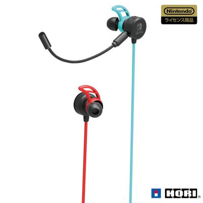 Hori Лицензированная игровая гарнитура Hori с микшером для Nintendo Switch неоново-красная голосовой чат Switch Online [продукт Nintendo] внутриканальные синие/неоновые [Nintendo