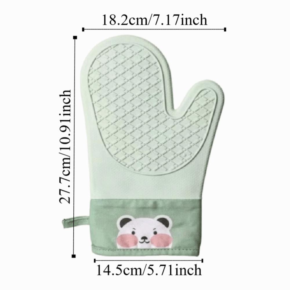 2Pcs Thickened Silicone Insulation Gloves Heat Resistant Non-slip Oven Mitts Cute Anti Scald High Temperature Gloves Microwave