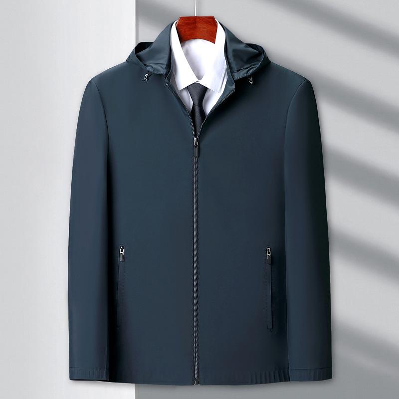 Высококачественная куртка из шелка тутового дерева для мужчин среднего возраста, новая куртка с капюшоном на весну и осень, деловая повседневная, свободного кроя, большого размера, одежда для папы