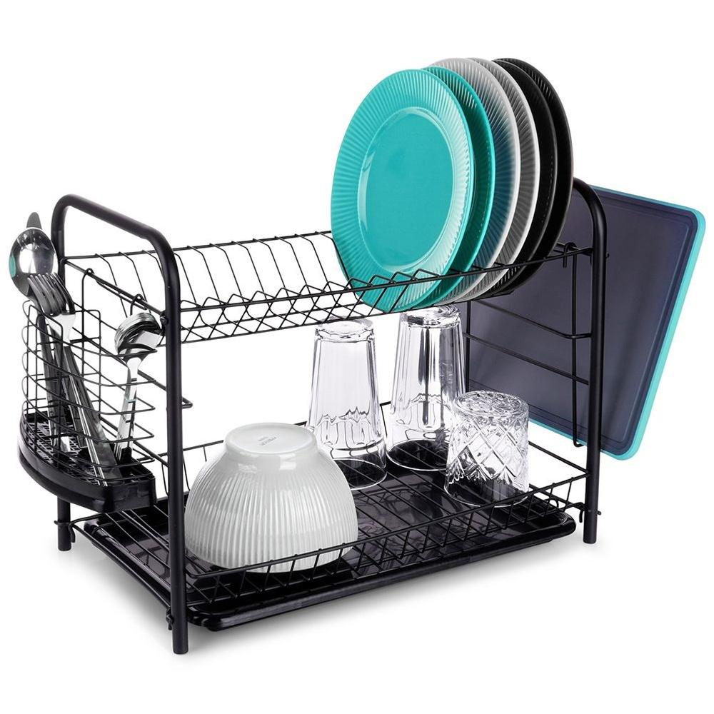 Drainer for dishes and cutlery, two-level, two-tier, standing, hanging