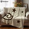 Beige Star Swirl Ultra Soft Sherpa Fleece Blanket Fluffy Warm Halloween Cozy Throw for Sofa Couch Bedroom Gift All season
