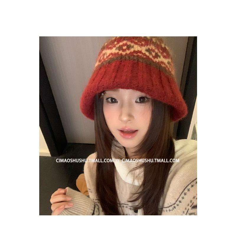 Women S Fair Isle Style Knit Hat For Autumn Winter Outdoor Warmth Large Head Size
