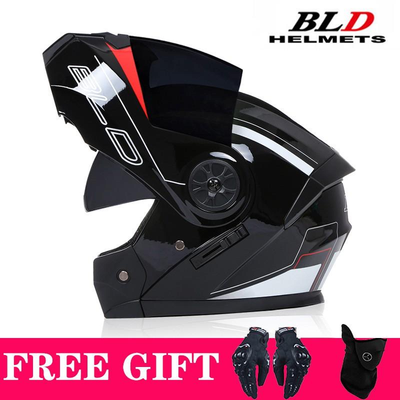Full Face Motorcycle Helmet With Dual Visors Flip-Up Design Scooter E-Bike Riders