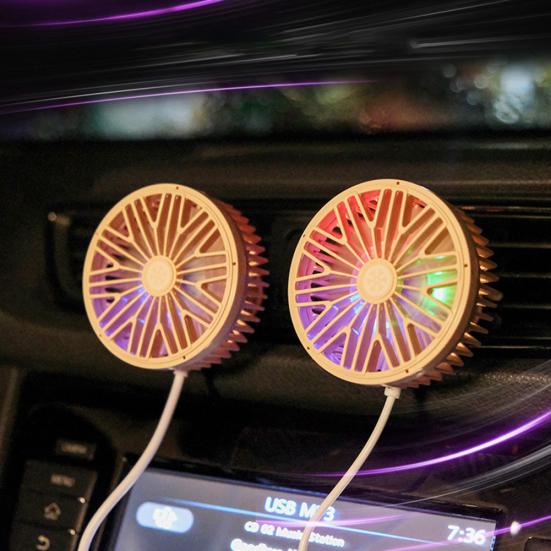 USB-электрический автомобиль, автоматический вентиляционный зажим, выходной вентилятор, мини-светодиодный светильник, 7-лопастной воздушный охладитель