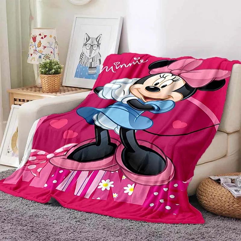 Теплый Мягкий Милый Плед Минни Пушистый Детский и Взрослый Плюшевый Чехол-Плед для Дивана Кровати