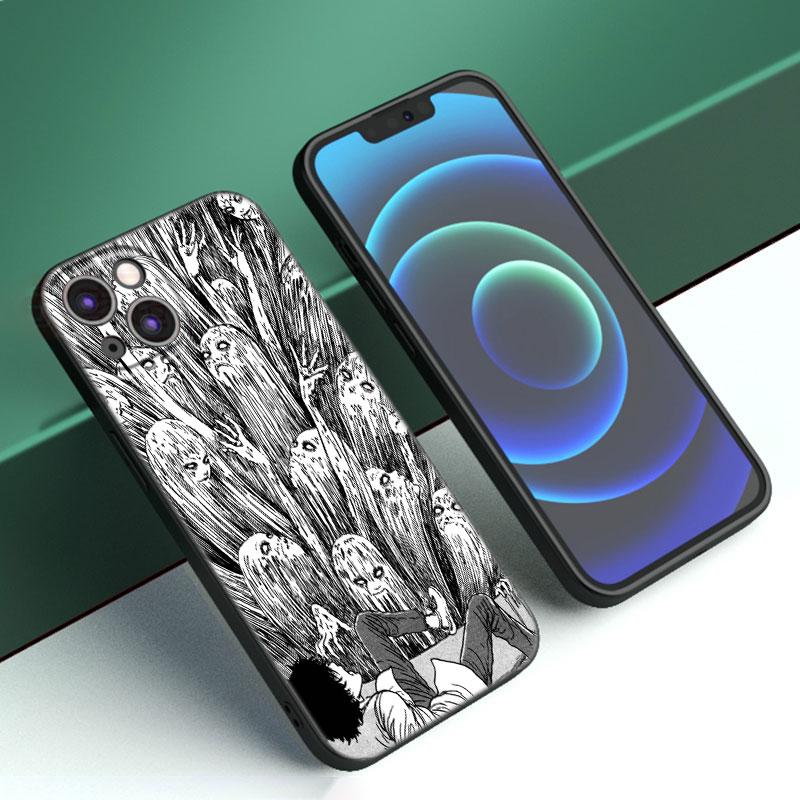 Чехол для телефона с японской мангой ужасов для Apple iPhone 12 13 Mini 11 14 15 Pro Max 7 8 Plus X XR XS SE 2020 2022 черный силиконовый чехол