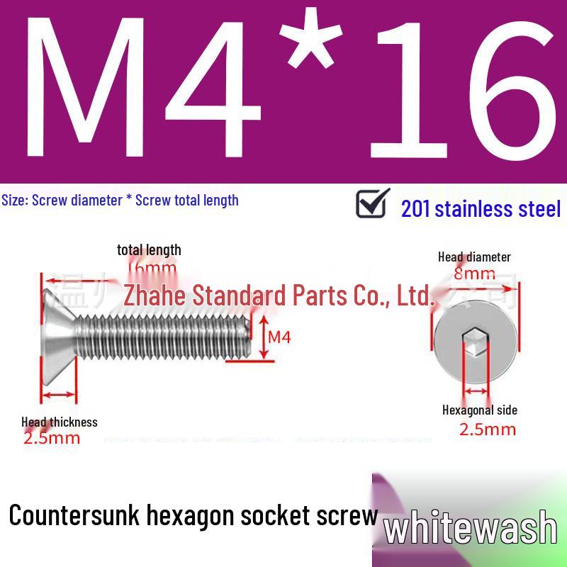 201 Stainless Steel Hex Socket Countersunk Flat Head Screws