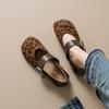 Korean Version of Round Head Suede with Single Shoes Women's 2025 New Autumn Retro Leopard Print Fashionable Mary Jane Small Leather Shoes