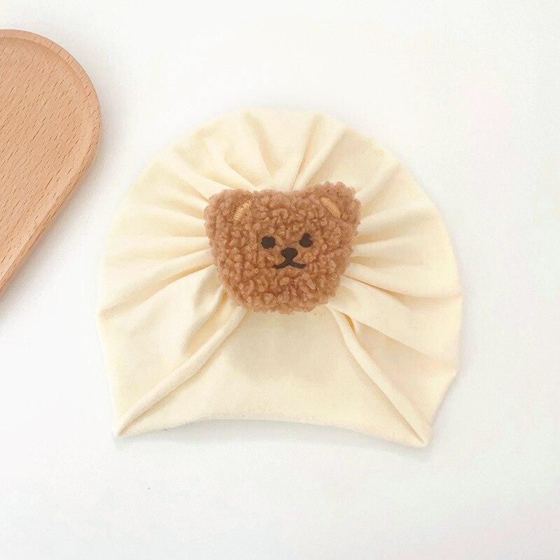 Детский тюрбан с милым мультяшным 3D медвежонком, шапочка для новорожденных мальчиков и девочек, милые весенне-летние хлопковые банданы для малышей, детские вещи