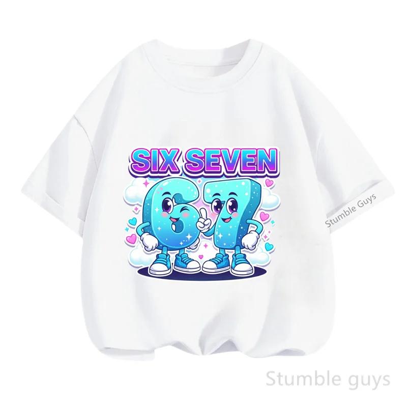Top Selling 67 Print Tshirt Six Seven T-shirt Summer Kids Boys Clothes Girls Short Sleeve Tops